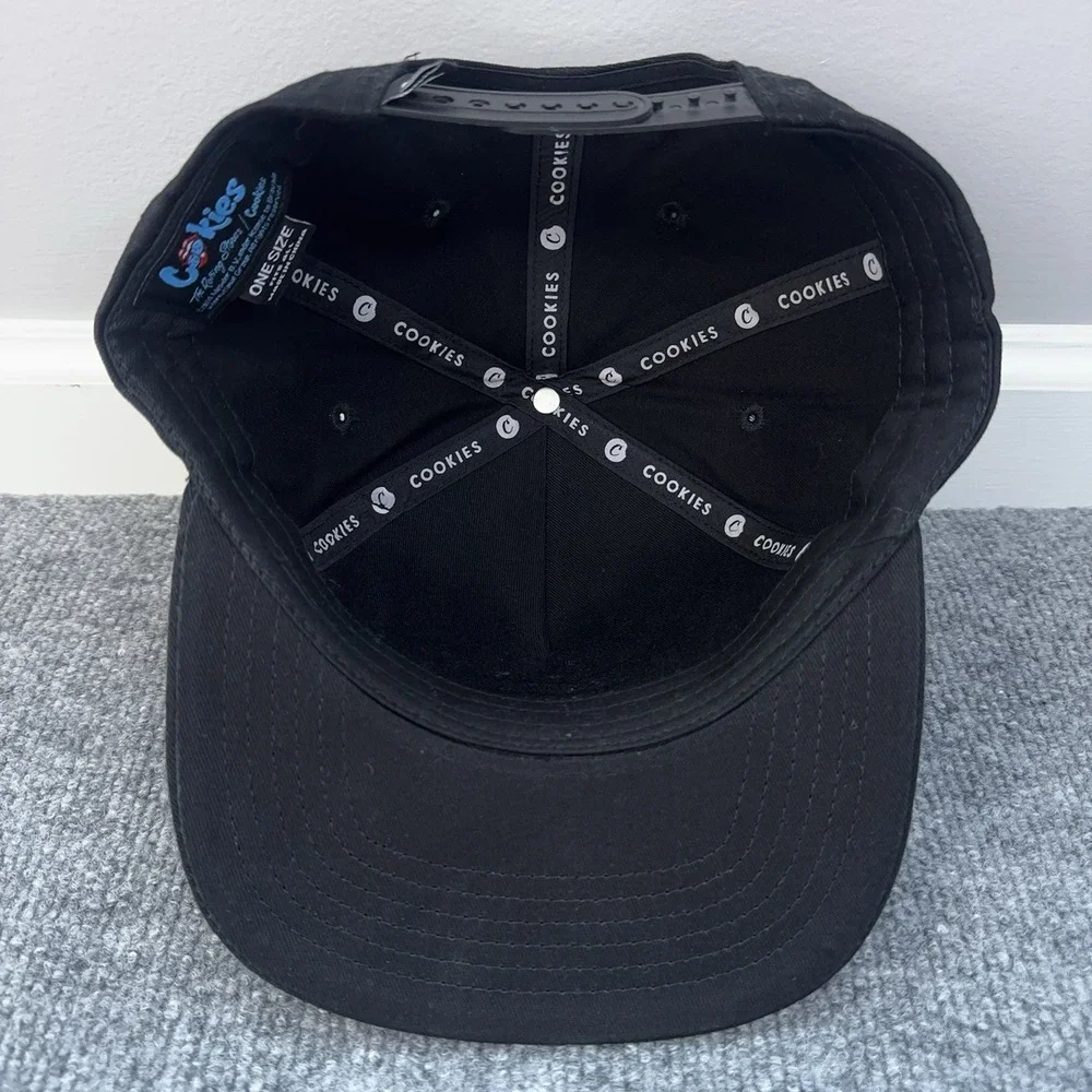 Cookies SF x Rolling Stones Hat Black High Crown Snapback Blue Spike Tongue NWOT